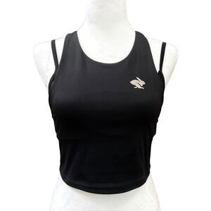 Rabbit Utili-bra-vo Running Crop Top Women S Black Racerback Built-in Bra Tank